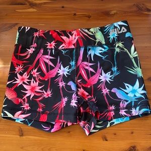 Fila performance running  shorts XS tropical birds